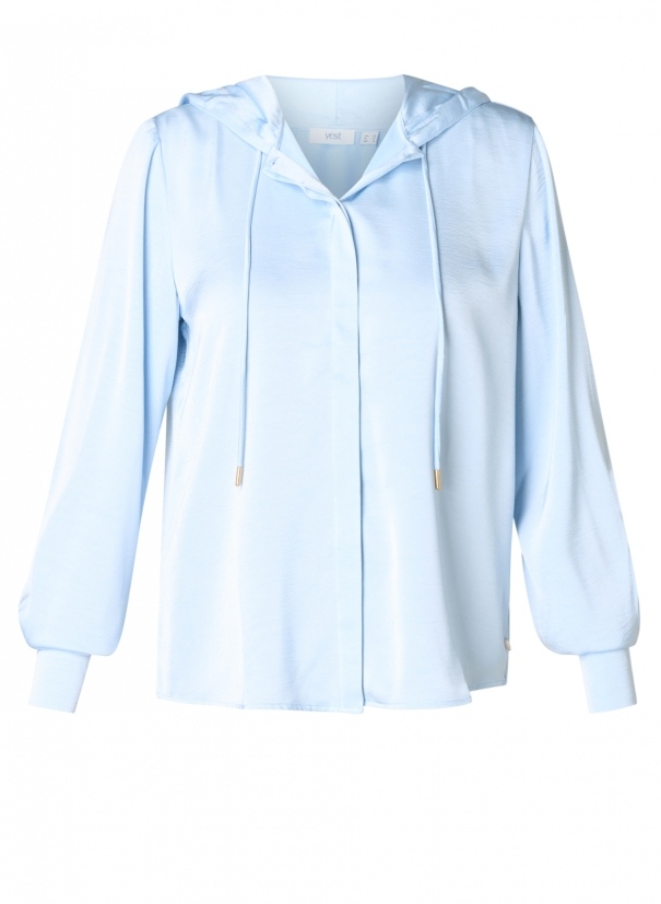 Satin-Bluse mit Kapuze Satin-Bluse mit Kapuze