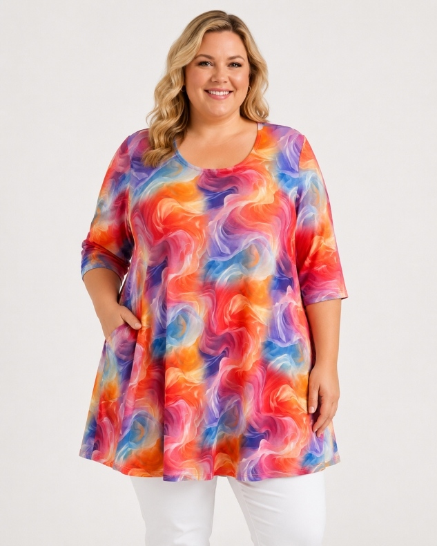 Tunika-Shirt kurzarm A-Linie Pastellwell Tunika-Shirt kurzarm A-Linie Pastellwell