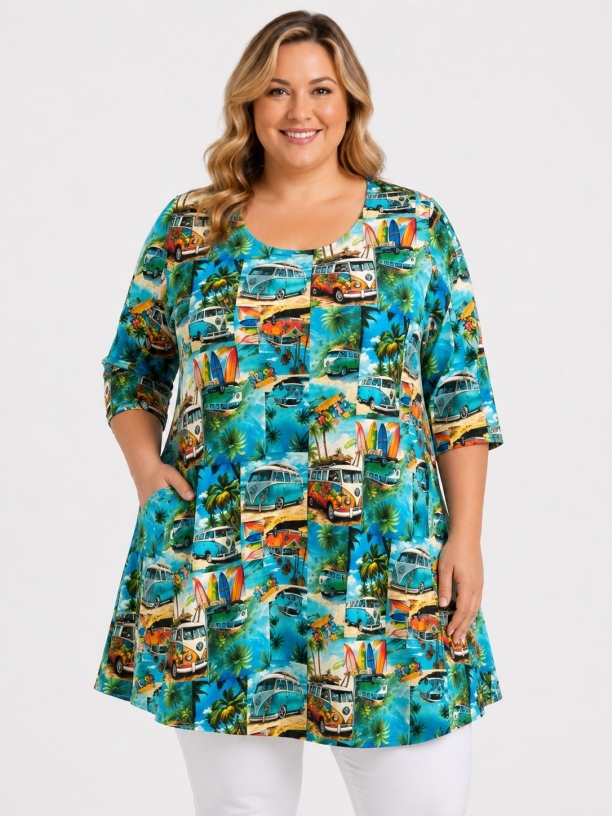 Tunika-Shirt kurzarm A-Linie Beach Tunika-Shirt kurzarm A-Linie Beach