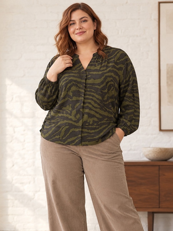 Bluse mit Animalprint langarm Bluse mit Animalprint langarm