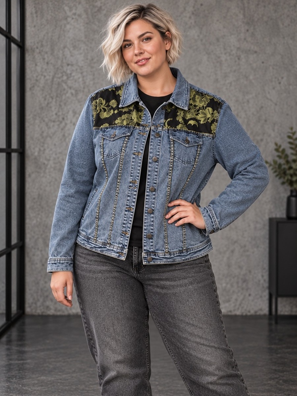 Jeansjacke mit Stickerei