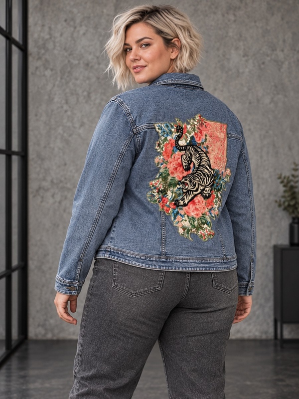 Jeansjacke mit Stickerei