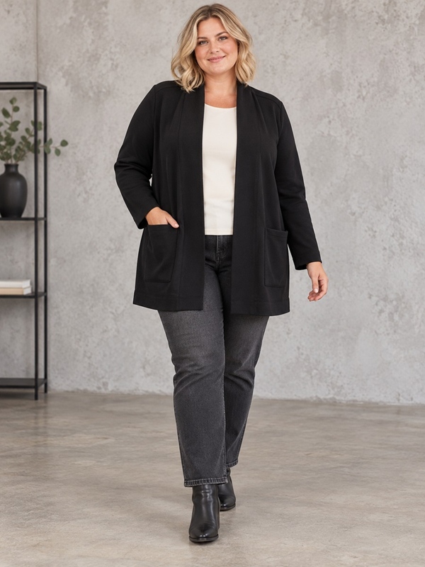 Offene Jerseyjacke mit Schalkragen