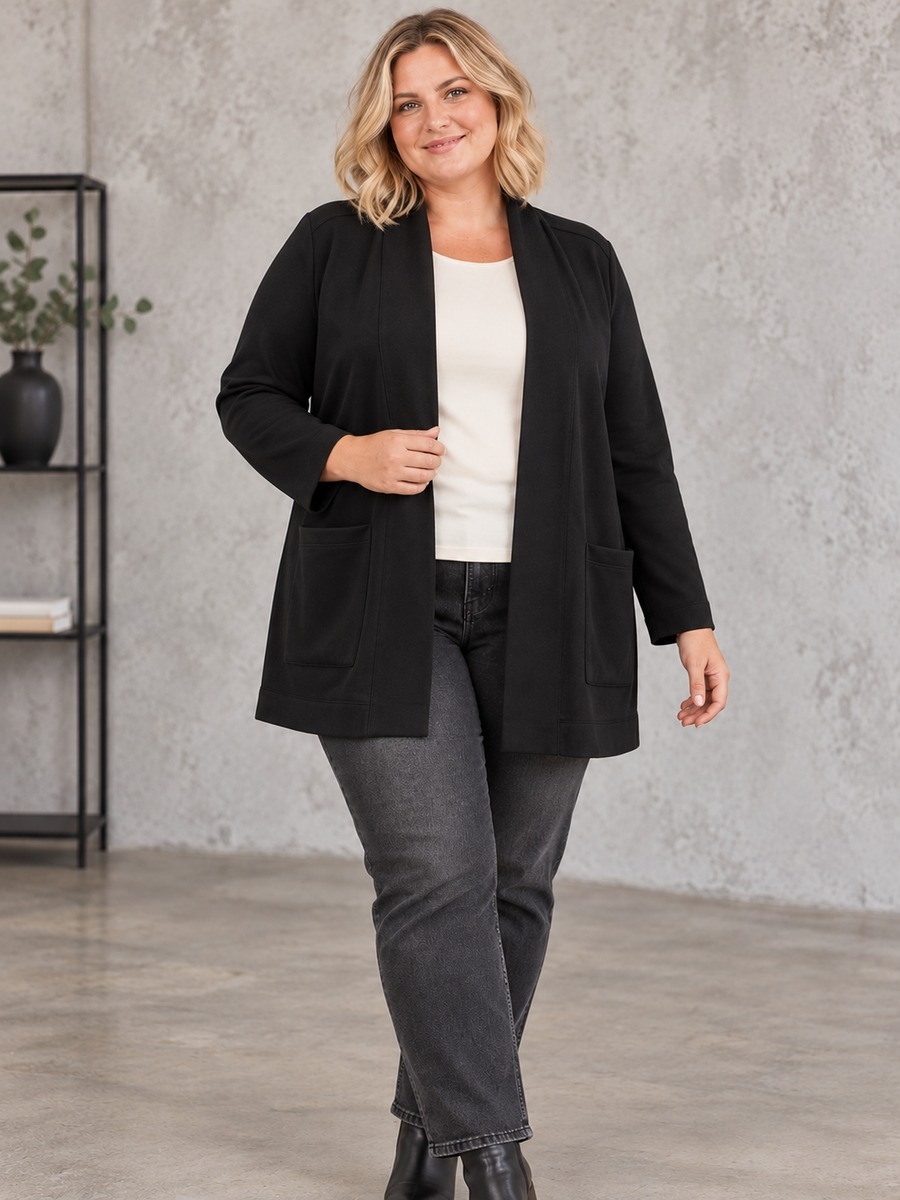Offene Jerseyjacke mit Schalkragen Offene Jerseyjacke mit Schalkragen