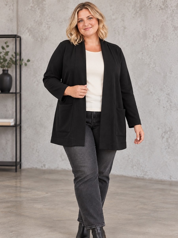 Offene Jerseyjacke mit Schalkragen Offene Jerseyjacke mit Schalkragen