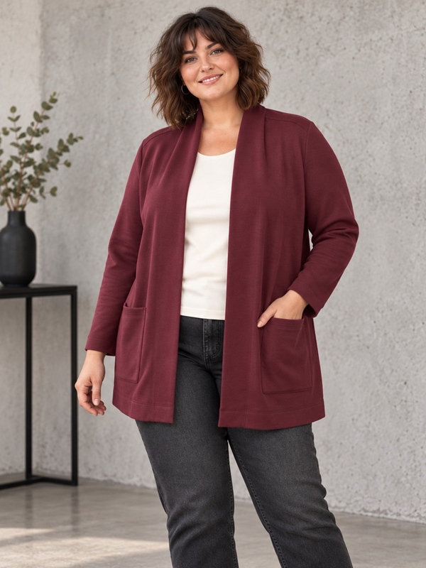 Offene Jerseyjacke mit Schalkragen Offene Jerseyjacke mit Schalkragen