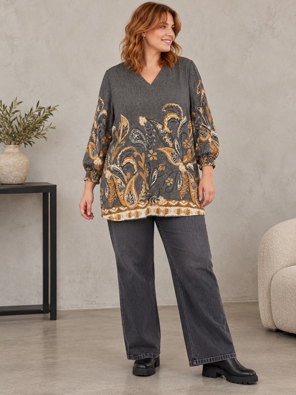 Tunika-Bluse langarm Tunika-Bluse langarm