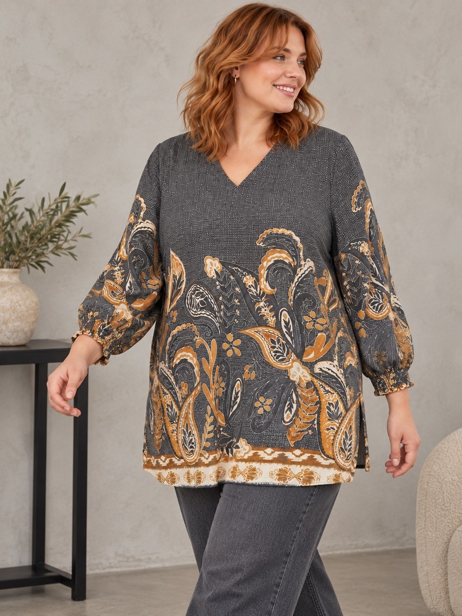 Tunika-Bluse langarm Tunika-Bluse langarm