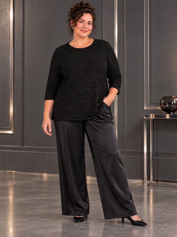 Strukturshirt mit Glitzer 3/4 Arm Strukturshirt mit Glitzer 3/4 Arm