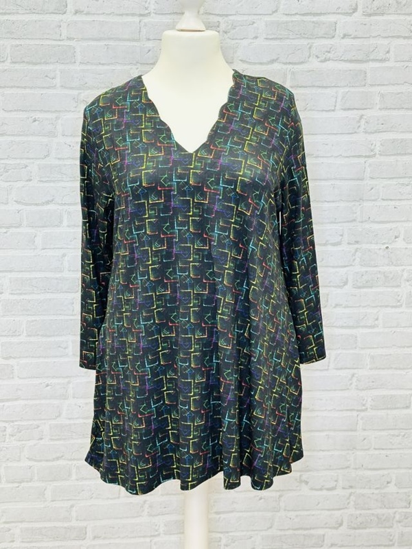 Tunika Shirt Langarm A-Linie Geo Tunika Shirt Langarm A-Linie Geo