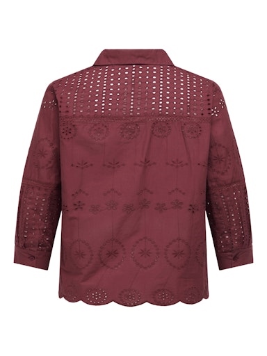 Feminine Bluse mit Stickerei 3/4 Arm Feminine Bluse mit Stickerei 3/4 Arm