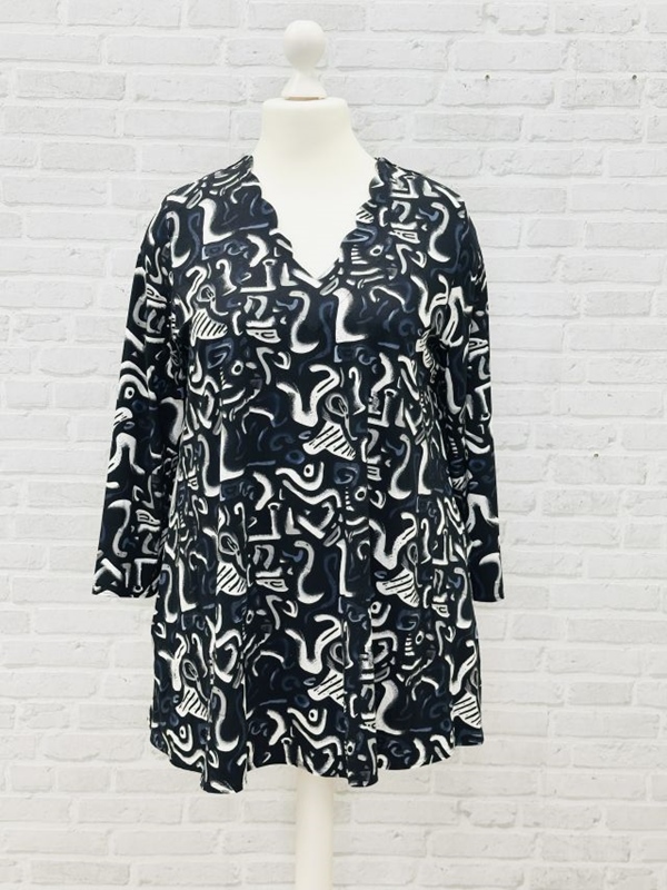 Tunika Shirt 3/4 Arm A-Linie Graffiti