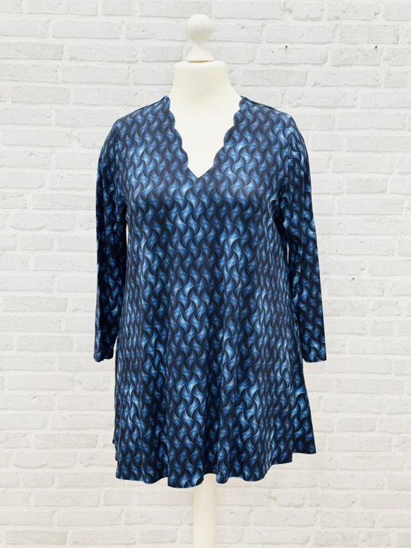 Tunika Shirt 3/4 Arm A-Linie Webblau