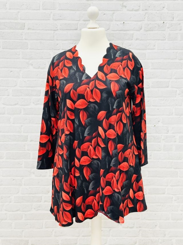 Tunika Shirt 3/4 Arm A-Linie Blattrot