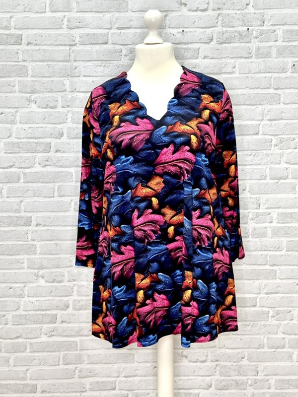 Tunika Shirt 3/4 Arm A-Linie Herbstblatt