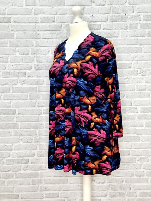 Tunika Shirt langarm A-Linie Herbstblatt