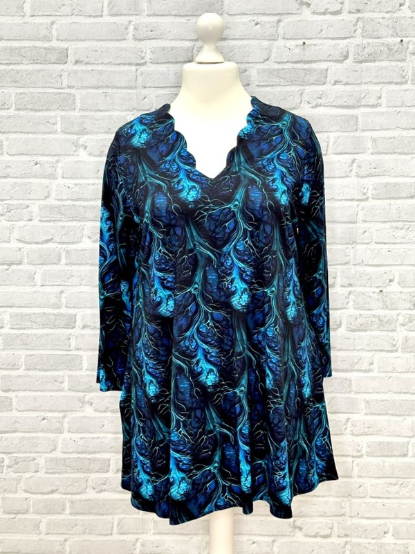 Tunika Shirt 3/4 Arm A-Linie Aquadark