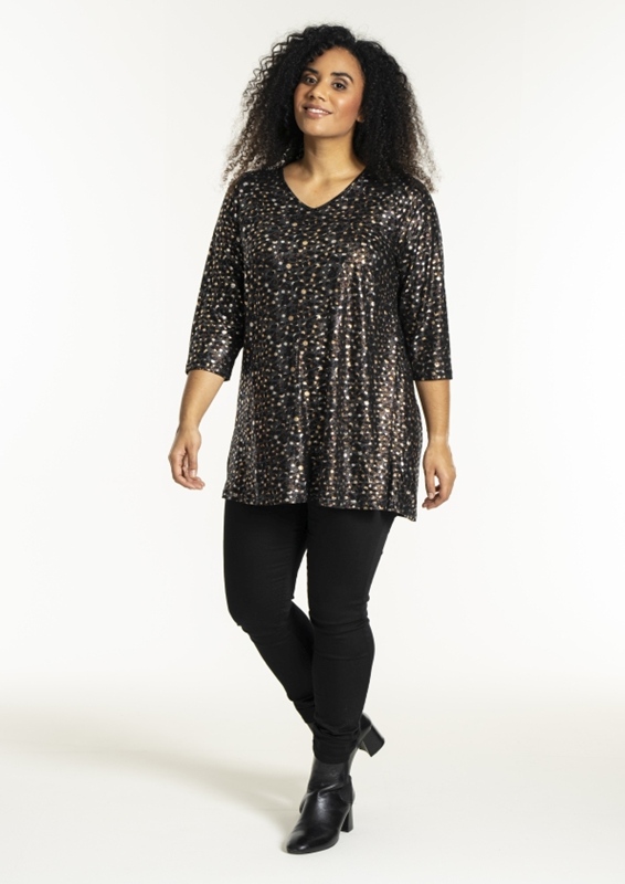 Longshirt mit Glitzer 3/4arm