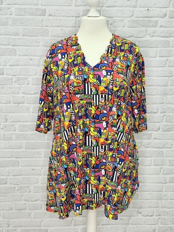 Tunika-Shirt kurzarm A-Linie Grafittiart