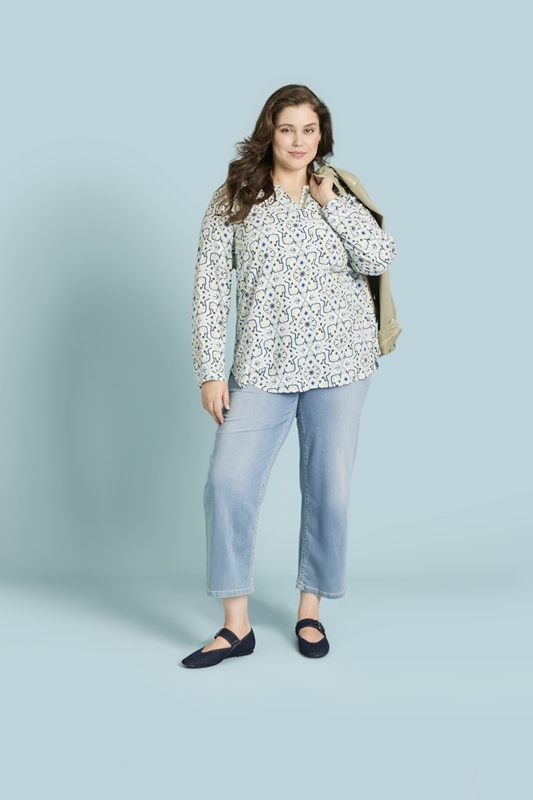 Bluse V-Ausschnitt langarm