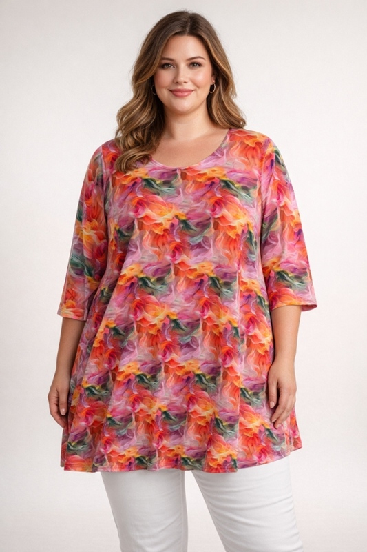 Tunika-Shirt kurzarm A-Linie Orangedream