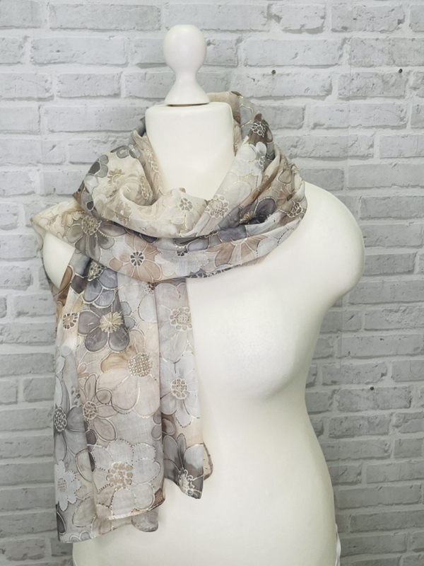 Schal mit Goldakzenten Blumen