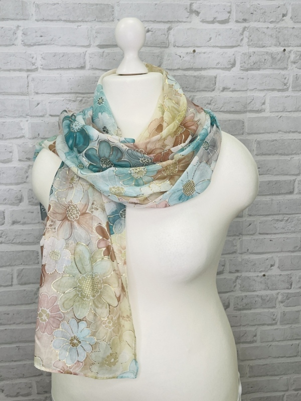 Schal mit Goldakzenten Blumen