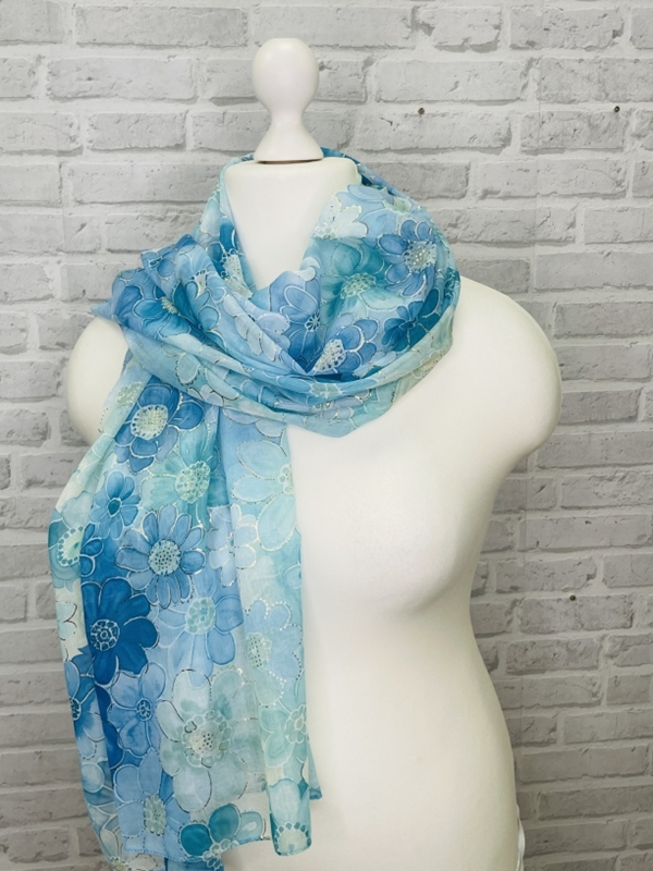 Schal mit Goldakzenten Blumen