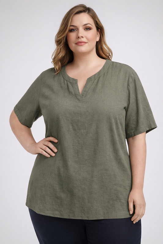 Leinen Oberteil Kurzarm