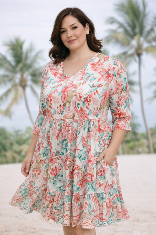 Kleid im Boho-Style kurzarm Kleid im Boho-Style kurzarm