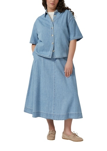 kurze Jeansbluse kurzarm