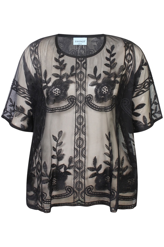 Transparentes Oberteil mit Stickerei