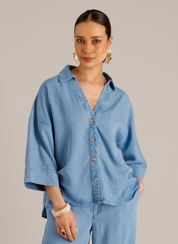 Jeansbluse oversized Nora