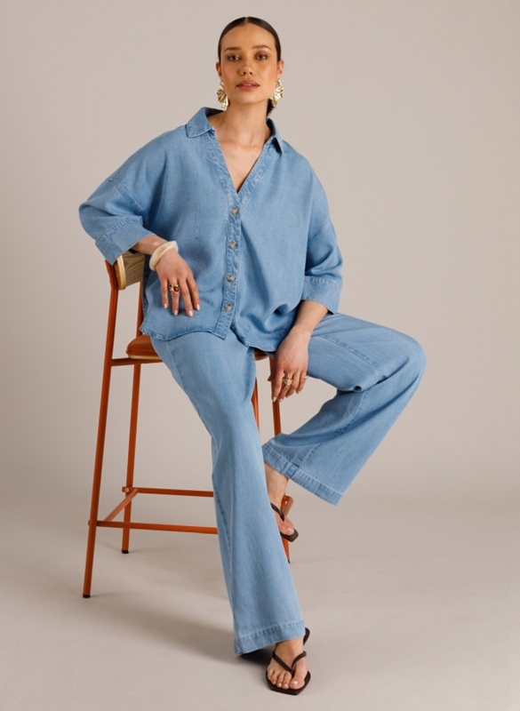 Jeansbluse oversized Nora