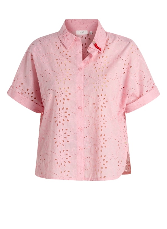 Bluse mit Lochstickerei kurzarm Bluse mit Lochstickerei kurzarm