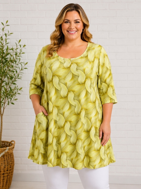 Tunika-Shirt kurzarm A-Linie Limette Tunika-Shirt kurzarm A-Linie Limette