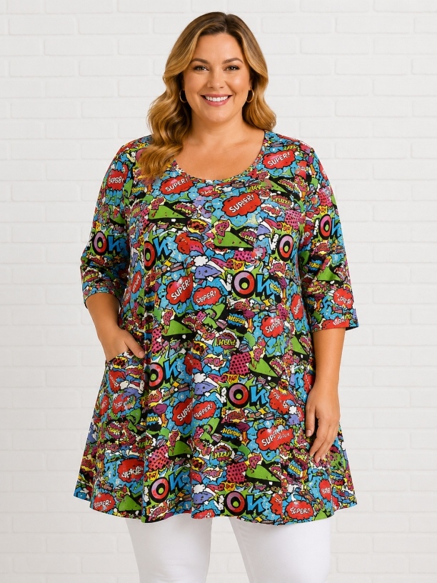 Tunika-Shirt kurzarm A-Linie Bang Tunika-Shirt kurzarm A-Linie Bang