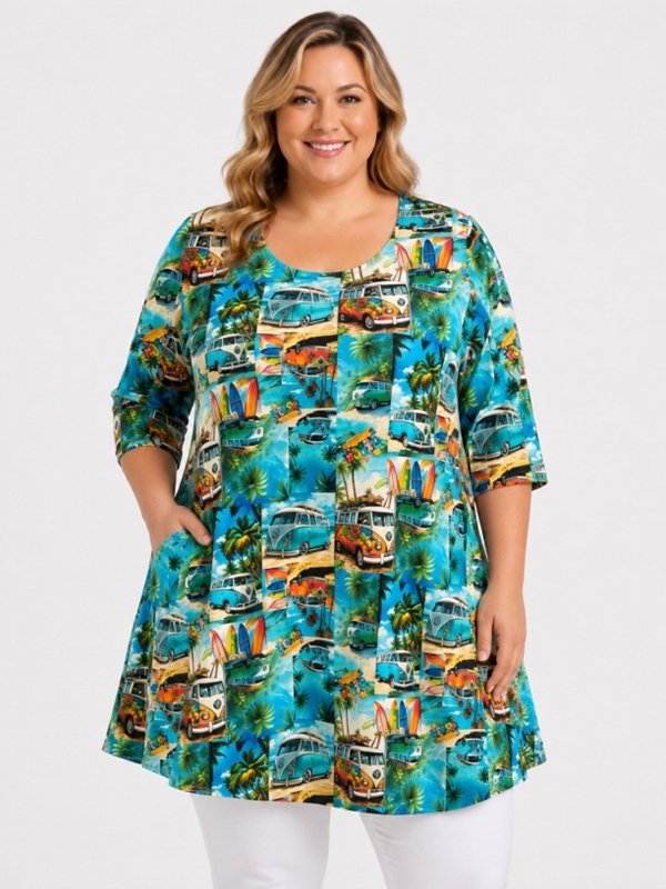 Tunika-Shirt kurzarm A-Linie Beach