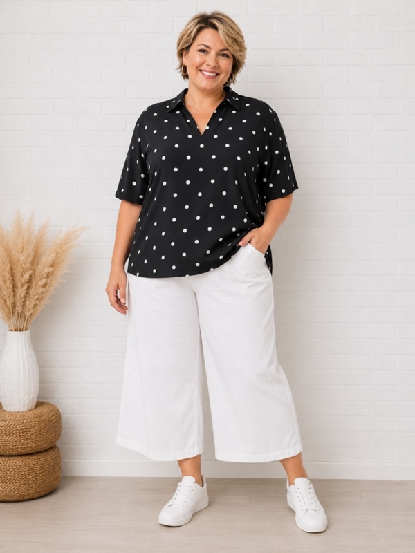 Bluse kurzarm Polka Dots