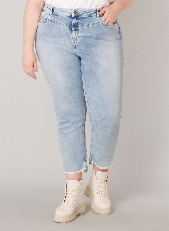 Washed Jeans mit Reiverschluss am Bein