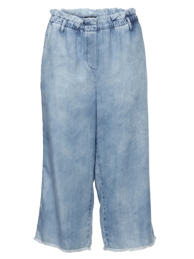 Denim-Culotte mit Fransen