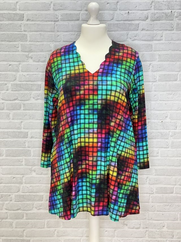 Tunika-Shirt  langarm A-Linie Welle