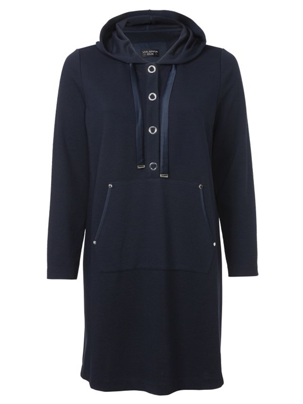 Hoodie-Kleid in Rippoptik