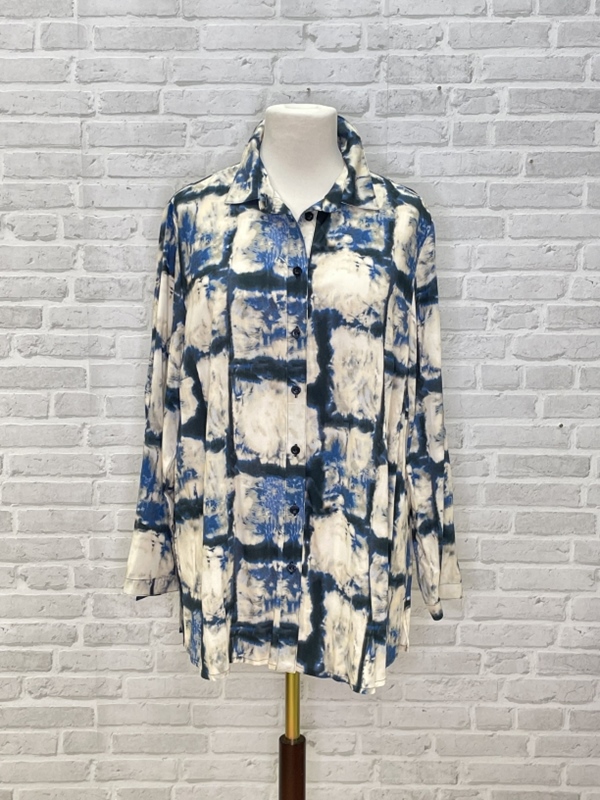 Edle Bluse mit Batikmuster langarm