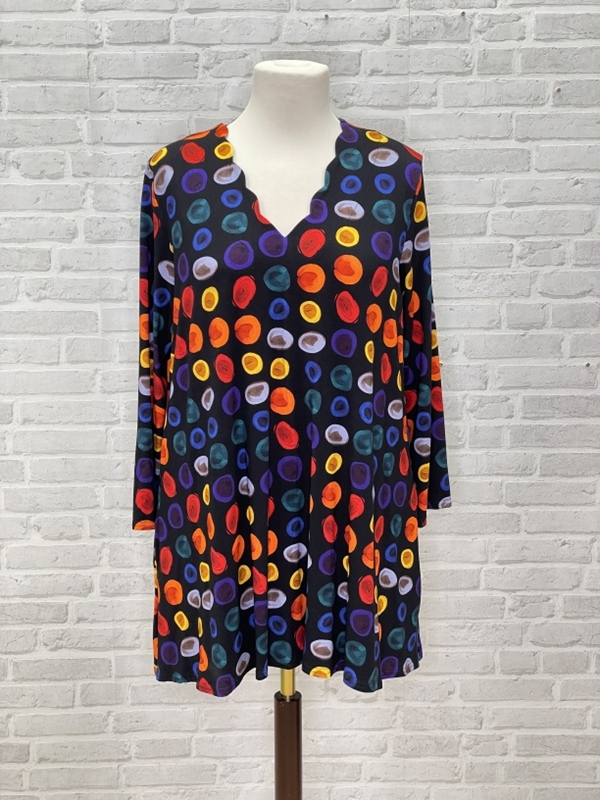 Tunika-Shirt  langarm A-Linie Welle