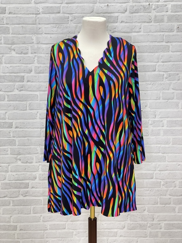 Tunika-Shirt  langarm A-Linie Welle