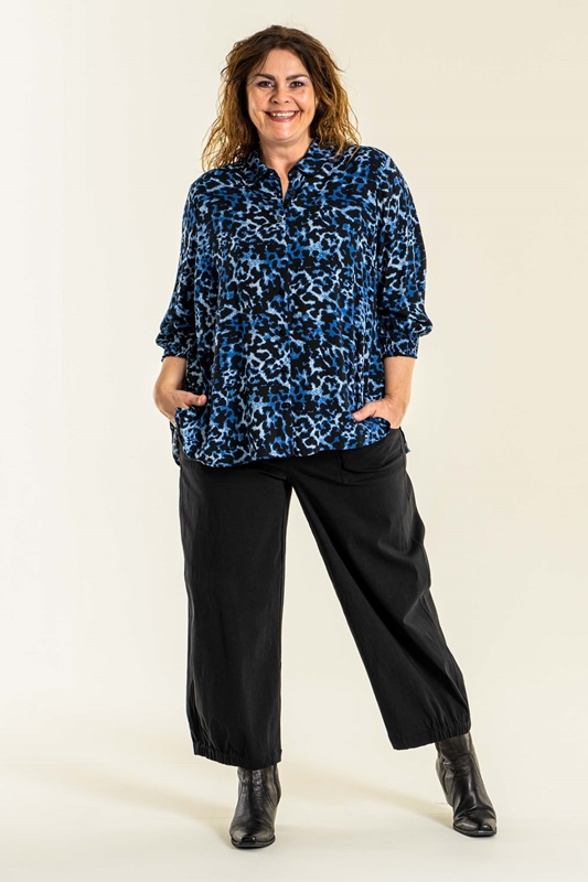 Bluse Animalprint blau