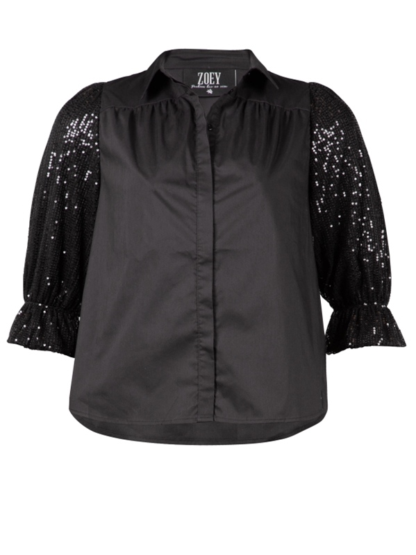 Bluse mit Pailetten-rmeln 3/4 lang