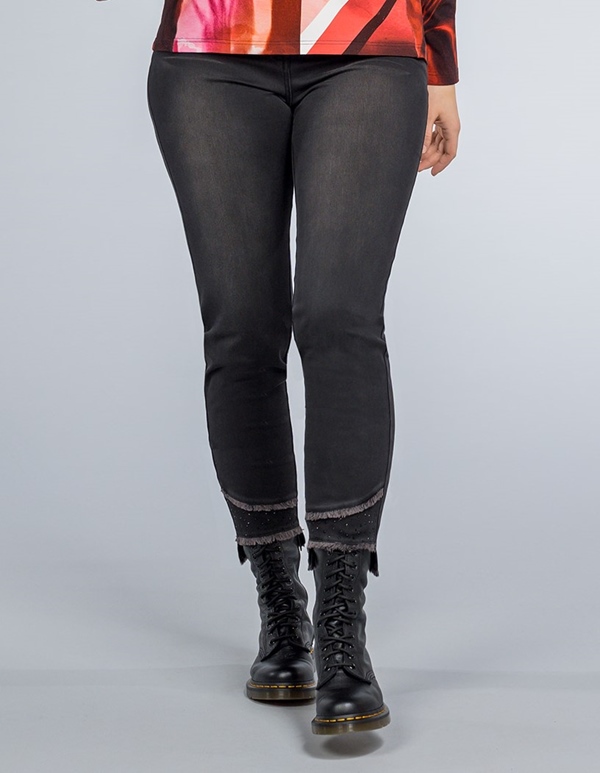 Jeans mit Glitzerabschluss Knit-Denim