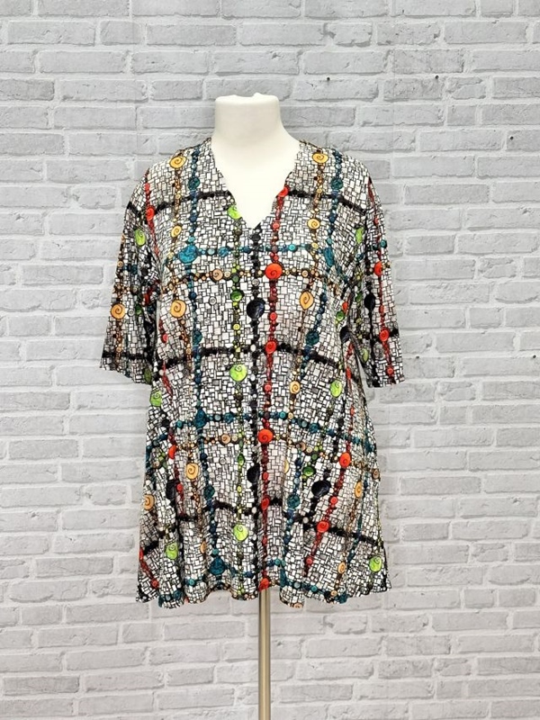 Tunika-Shirt kurzarm A-Linie Mosaik
